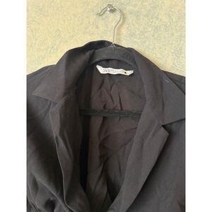 Zara cropped long sleeve plunge V-neck blouse